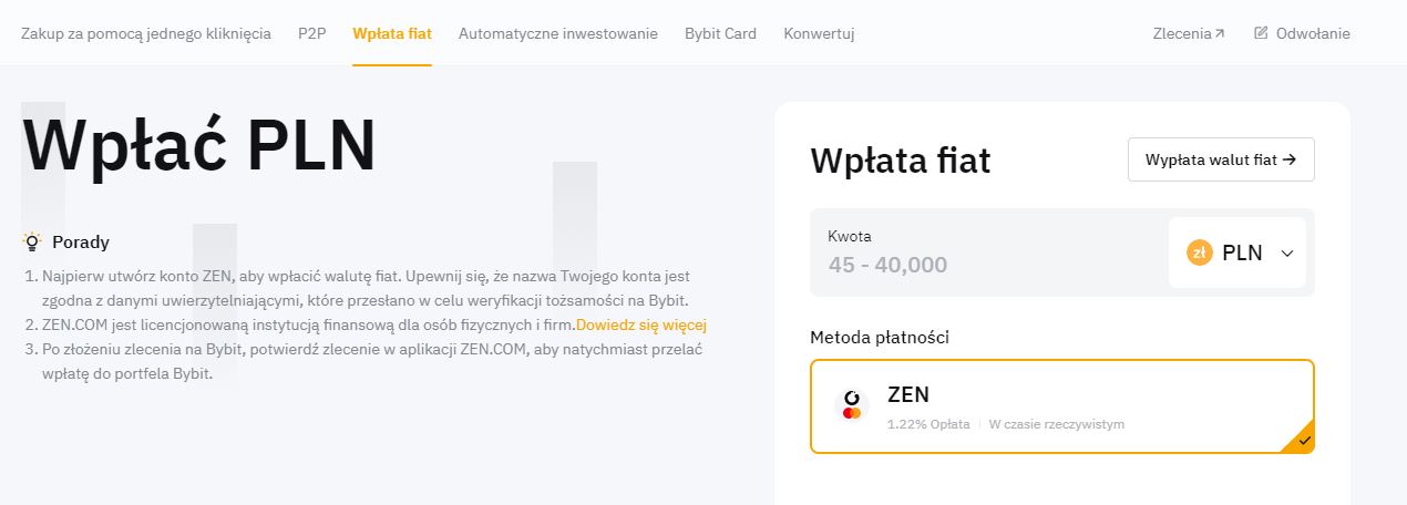 Bybit wpłata PLN